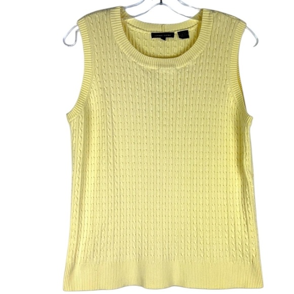 JEANNE PIERRE Tops - Jeanne Pierre knit sleeveless preppy top Sz XL Yellow